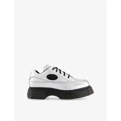 Dr. Martens' Womens Dr. Martens Buzz 5-eye Metallic Leather Shoes In Silver