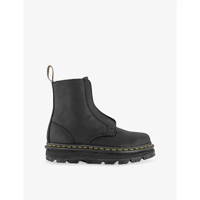 Dr. Martens Womens Black Wyoming Zebzag Laceless Leather Ankle Boots Eur 38/5 Uk