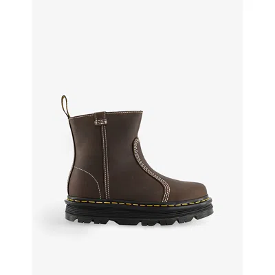 Dr. Martens Womens Dark Brown Wyoming Zebzag Rigger Leather Ankle Boots Eur 38/5 Uk