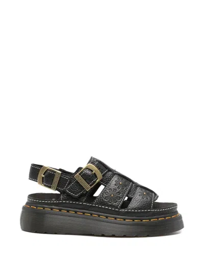 Dr. Martens Wrenlie Black Flat Sandals With Buckles Dr Martens