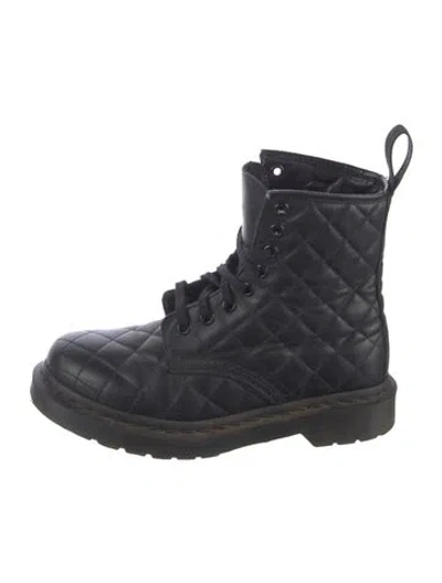 Pre-owned Dr. Martens X Colette Leather Graphic Print Combat Boots In Blue