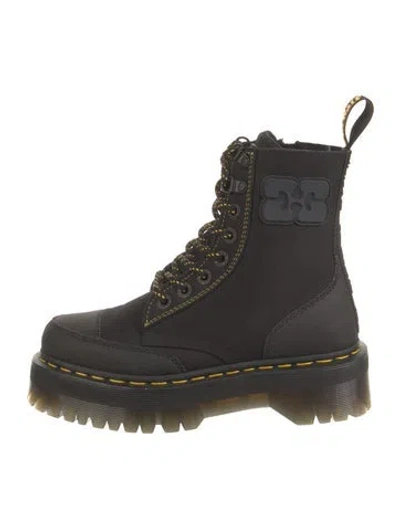 Pre-owned Dr. Martens X Ganni Canvas Combat Boots In Multi
