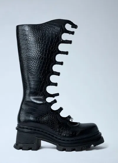 Dr Martens X Marc Jacobs Croc-embossed Kiki Platform Boots In Black
