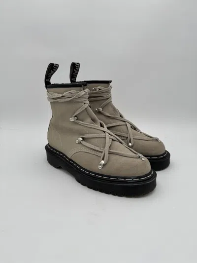Pre-owned Dr. Martens X Rick Owens 1460 Bex Suede Lace Up Boot Taupe In Brown