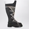 Dr. Martens X Rick Owens 1b60 Quad Sole Pentalace Black Tall Boots In Black