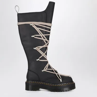 Dr. Martens X Rick Owens 1b60 Quad Sole Pentalace Black Tall Boots