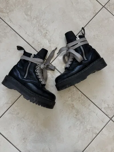 Pre-owned Dr. Martens X Rick Owens Doc Martens 1160 Quad Boots In Black