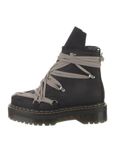 Pre-owned Dr. Martens X Rick Owens Leather Combat Boots In Black