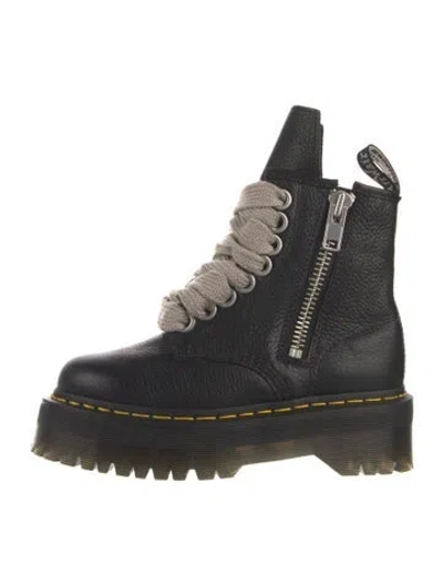 Pre-owned Dr. Martens X Rick Owens Leather Combat Boots In Black