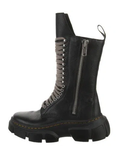 Pre-owned Dr. Martens X Rick Owens Leather Combat Boots In Black