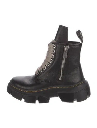 Pre-owned Dr. Martens X Rick Owens Leather Combat Boots In Black