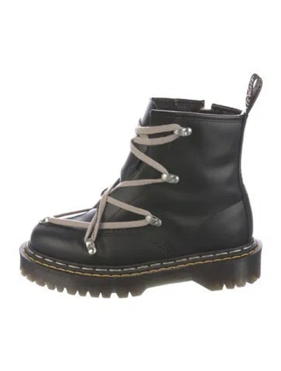 Pre-owned Dr. Martens X Rick Owens Leather Combat Boots In Black