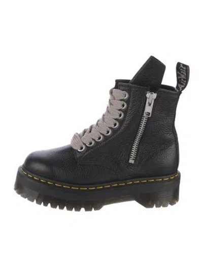 Pre-owned Dr. Martens X Rick Owens Leather Combat Boots In Black