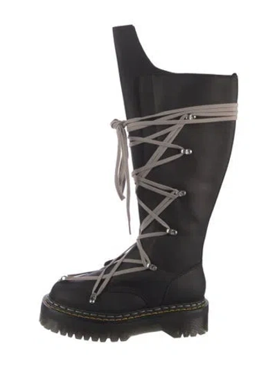 Pre-owned Dr. Martens X Rick Owens Leather Combat Boots In Black