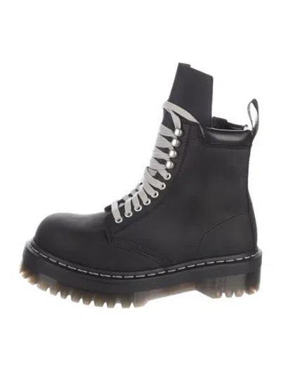 Pre-owned Dr. Martens X Rick Owens Leather Combat Boots In Black