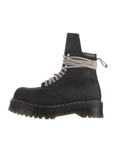 Pre-owned Dr. Martens X Rick Owens Leather Combat Boots In Black