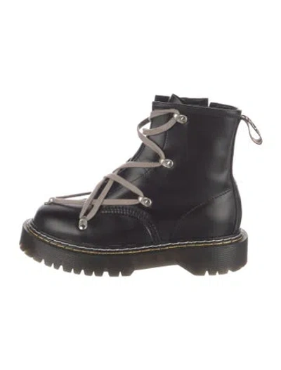 Pre-owned Dr. Martens X Rick Owens Leather Combat Boots In Black