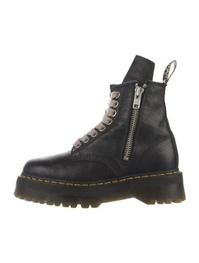 Pre-owned Dr. Martens X Rick Owens Leather Combat Boots In Black