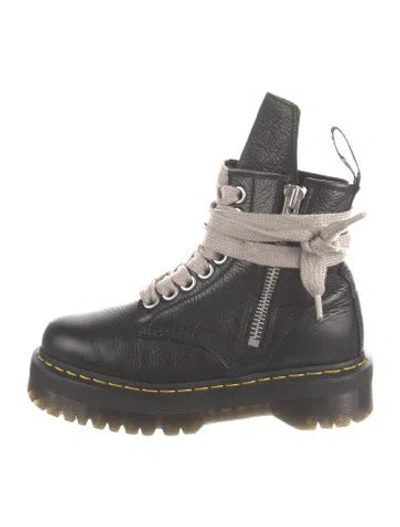 Pre-owned Dr. Martens X Rick Owens Leather Combat Boots In Black