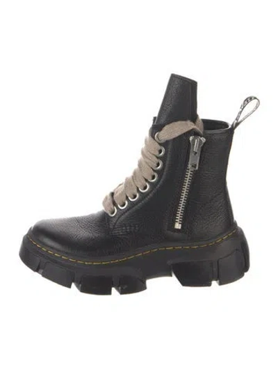 Pre-owned Dr. Martens X Rick Owens Leather Combat Boots In Black
