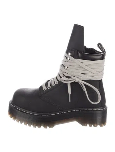 Pre-owned Dr. Martens X Rick Owens Leather Combat Boots In Black