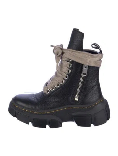 Pre-owned Dr. Martens X Rick Owens Leather Combat Boots In Blue