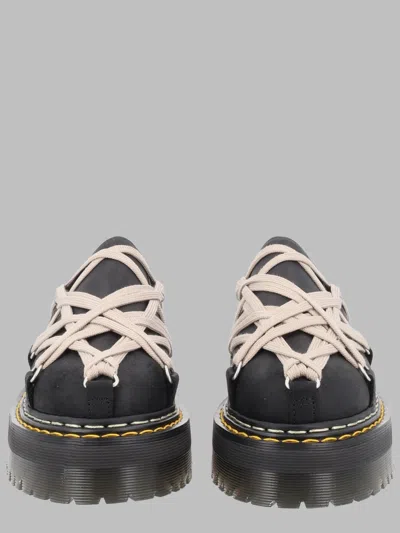 Dr. Martens X Rick Owens Mini Flat Quad Sole Lace-up Shoes In Cow Leather In Black