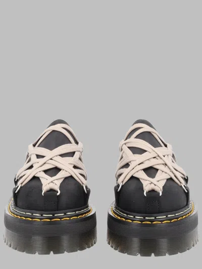Dr. Martens X Rick Owens Mini Flat Quad Sole Lace-up Shoes In Cow Leather In Black
