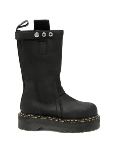Dr. Martens X Rick Owens Platform Leather Boots In Black