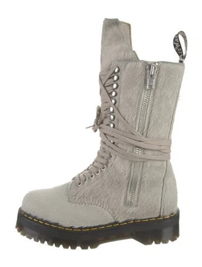 Pre-owned Dr. Martens X Rick Owens Ponyhair Patterned Combat Boots In Neutral