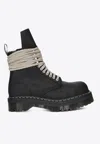 Dr. Martens Steel Toe Quad Rick Owens Wraparound Lace Leather Platform Boots In Black