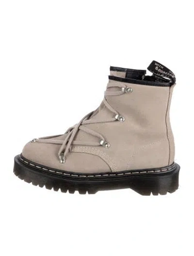 Pre-owned Dr. Martens X Rick Owens Suede Combat Boots In Neutrals