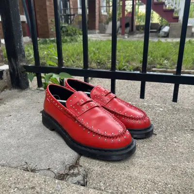 Pre-owned Dr Martens X Supreme Penton Studded Loafer In Red