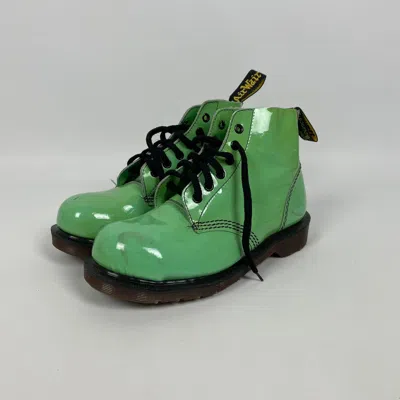 Pre-owned Dr Martens X Vintage 90's Vintage 7711 6 Eye Boot Patent Leather Made In England In Green