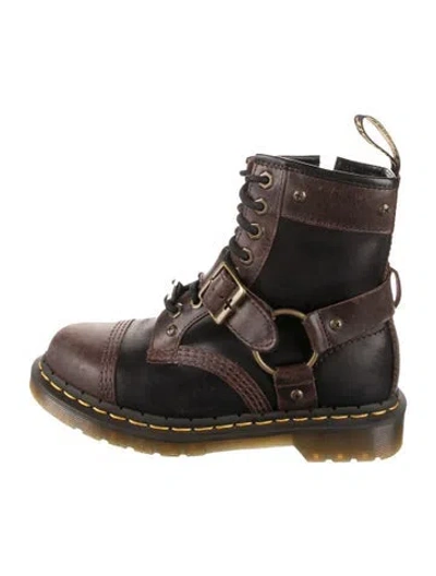 Pre-owned Dr. Martens X Warner Bros Leather Combat Boots In Black