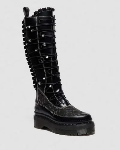 Dr. Martens Xtrm Frill Platform Leather Boots In Black