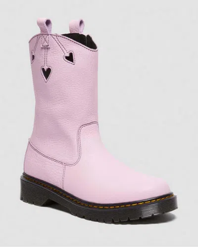 Dr. Martens' Youth Heart Nappa Patent Leather Pull-on Boots In Pink