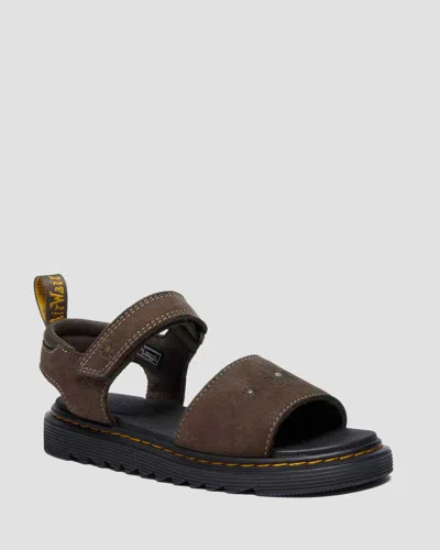 Dr. Martens Youth Marlowe Flower Nubuck Strap Sandals In Brown