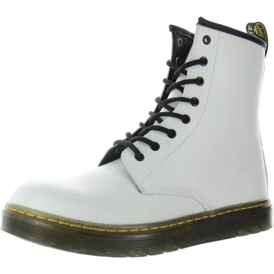 Dr. Martens' Zavalay Womens Zipper Leather Combat & Lace-up Boots In White