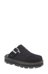 Dr. Martens' Black Zebzag Suede Slingback Platform Mules In Black Bronx Suede