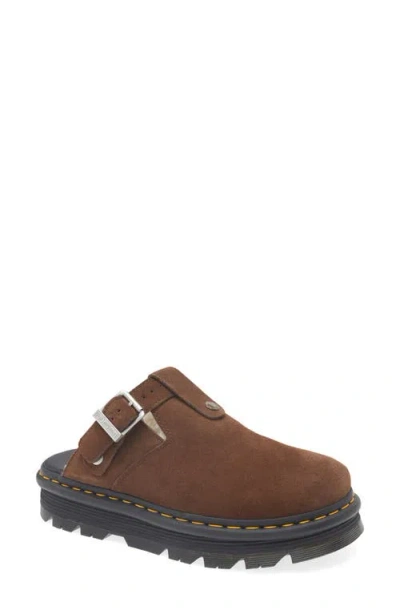Dr. Martens' Zebzag Suede Slingback Platform Mules In Brown
