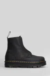 Dr. Martens Zebzag Lace Less Combat Boots In Black Leather In Black