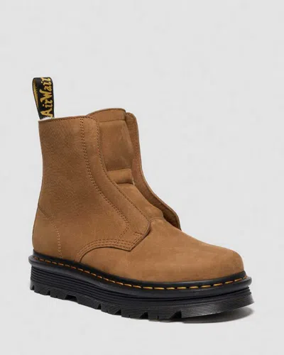 Dr. Martens Zebzag Laceless Warm Lined Slip On Nubuck Boots In Brown