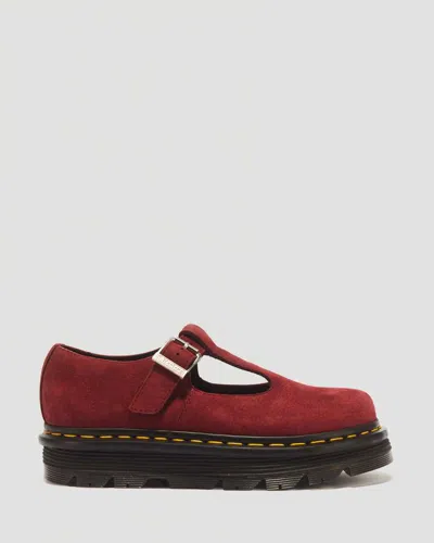 Dr. Martens Zebzag Milled Nubuck Mary Jane Shoes In Red