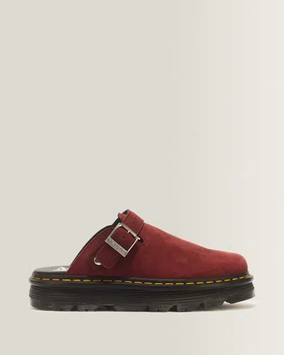 Dr. Martens Zebzag Milled Nubuck Mules In Red