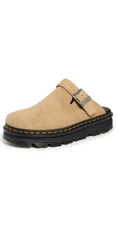 Dr. Martens' Zebzag Mule Suede Clogs Tan In Brown