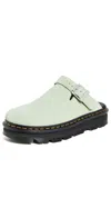 Dr. Martens' Green Zebzag Suede Slingback Platform Slip-on Loafers In Sage Green