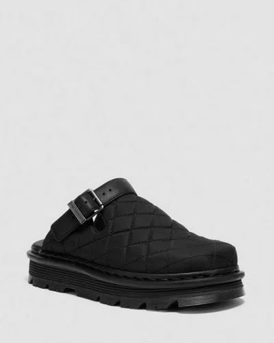 Dr. Martens Zebzag Quilted Canvas Platform Mules In Black