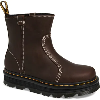 Dr. Martens Zebzag Rigger Contrast-stitch Leather Ankle Boots In Brown