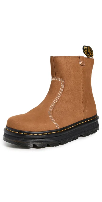 Dr. Martens Zebzag Rigger Slip On Nubuck Boots Desert Brown